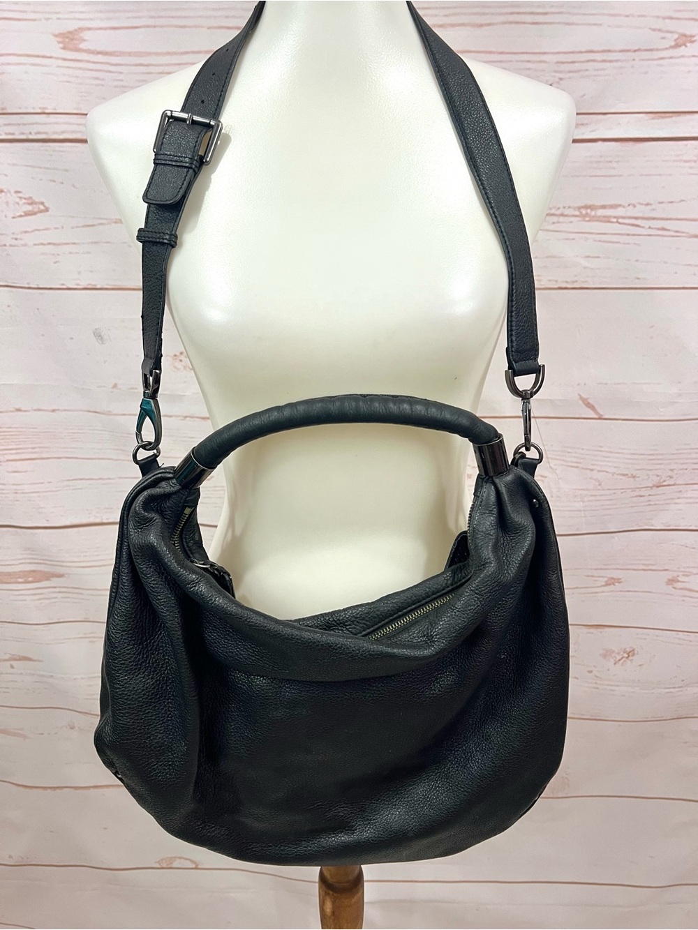 Kenneth Cole Vintage Y2K Pebbled Leather Large Shoulder Hobo Tote Crossbody